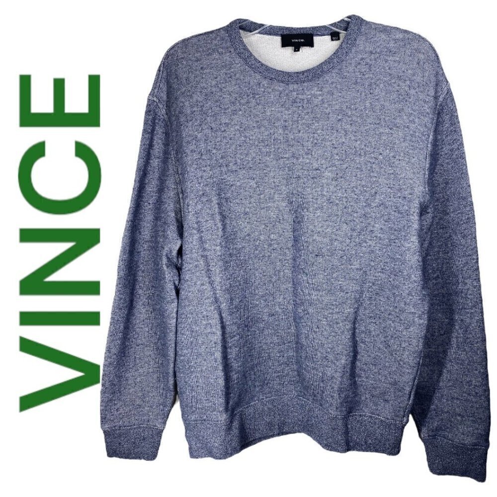 VINCE 100% Cotton Blue Crew Neck French Terry Sweatshirt, Size‎ Medium